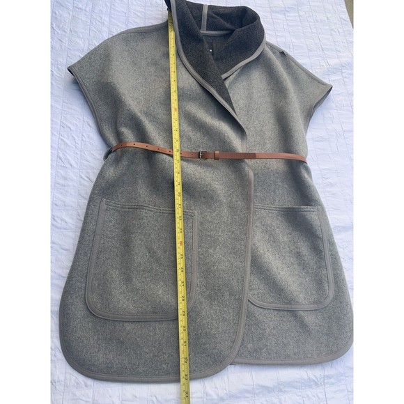 Trouve Womens XS/S Light Gray Belted Vest Mid-length Wool Blend - Picture 7 of 10